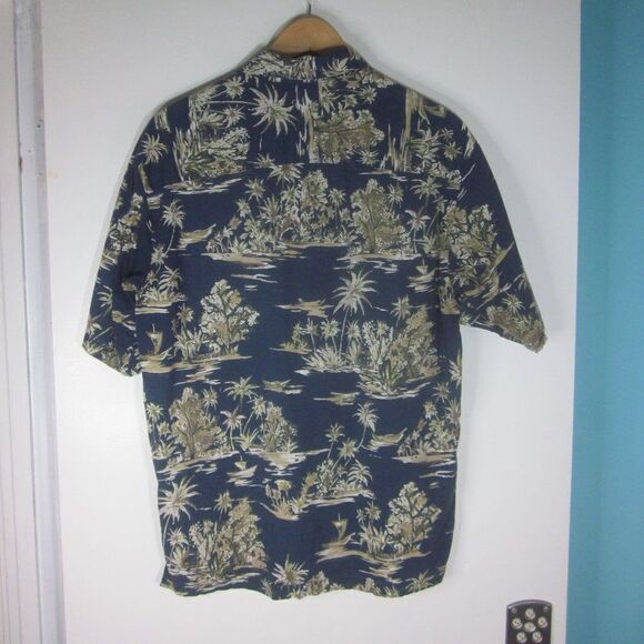 Pau Hana Mens Navy Blue Aloha Vintage Hawaiian Short Slv Shirt Size M 44" Chest - Picture 6 of 8